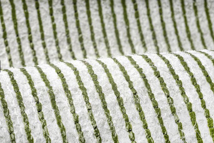 'Ook de backing is gemaakt van deze ene polymeer' 'Ook de backing is gemaakt van deze ene polymeer'