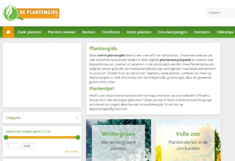 Screenshot van Deplantengids.nl