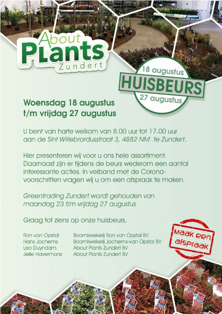 About Plants Zundert is een van de kwekers die haar deuren opent doet ook mee en heeft hiertoe haar eigen flyer gemaakt