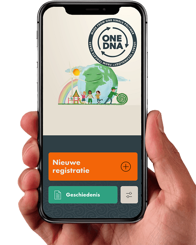 De registratie-app van het take-back-programma voor ONE DNA-kunstgras van LimeGreen.