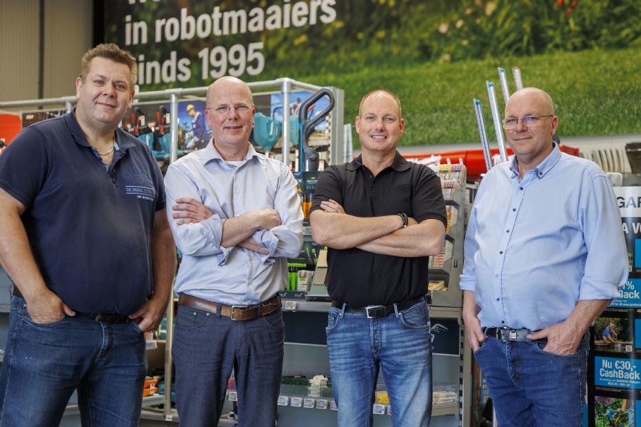 Van links naar rechts: Pieter Jan Gerlsma (verkoop), Hendrik de Boer (directeur), Jan de Boer (verkoop) en Berend de Boer (directeur)
