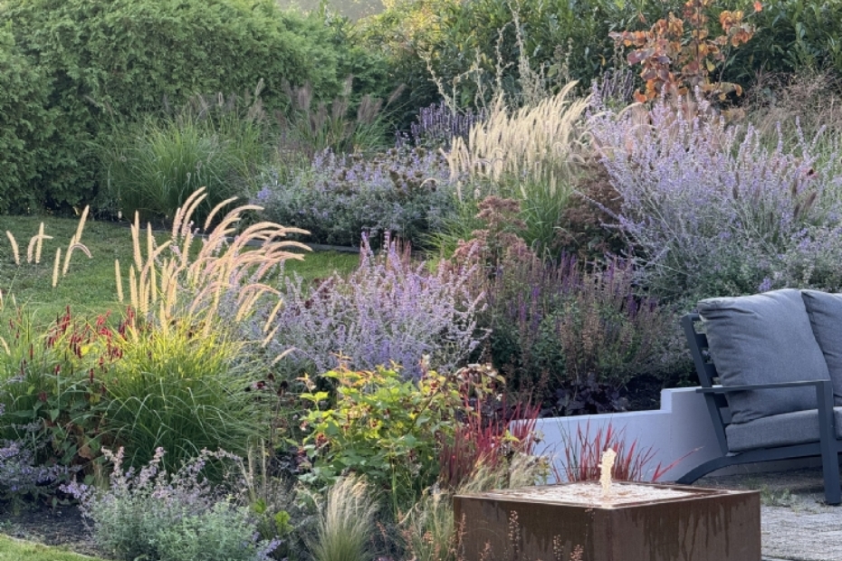 In het ontwerp is gebruik gemaakt van een aanwezig hoogteverschil, om toch beschutting tegen de wind te hebben op dit ruige land van Groningen. 