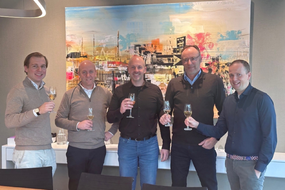 Van links naar rechts: Jeroen van Halteren, Karel van Tendeloo, Maurice di Stefano, Gert-Jan de Ruiter en Jelle van Geel.